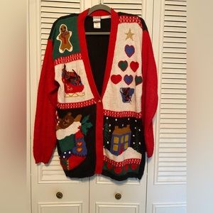 Vintage women’s hand embroidered Christmas cardigan